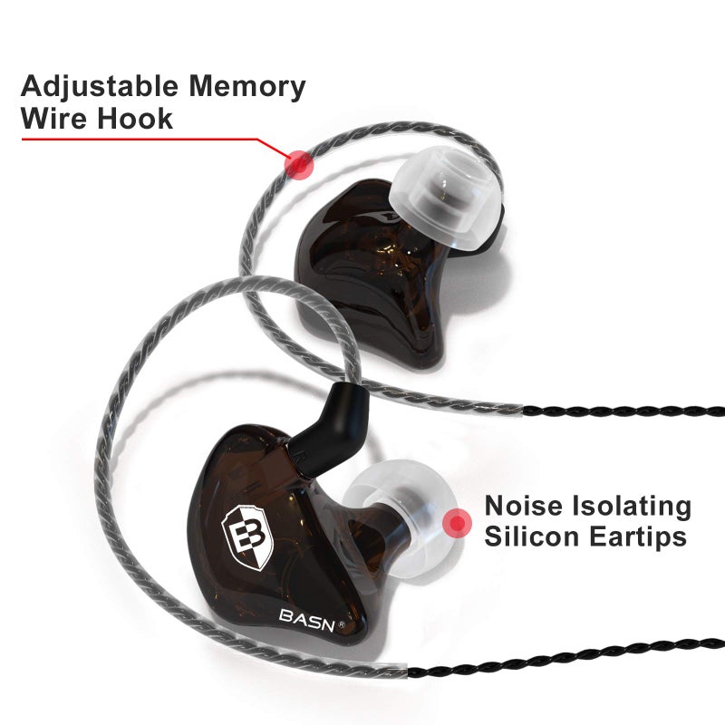 BASN Bsinger BC100 in Ear Monitor Headphones Universal Fit Noise Isolating IEM Earphones for Musicians Singers Studio Audiophiles (Brown) - Image 5
